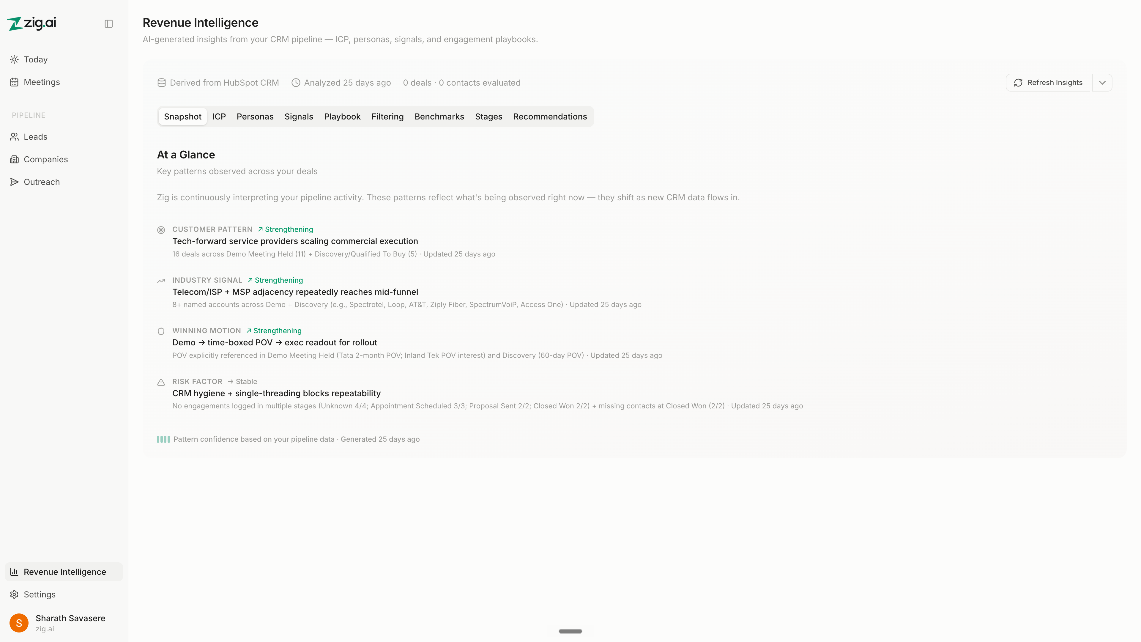 Zig AI deal management and pipeline automation view